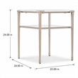 Bowery Hill Rectangle End Table with White Stone Top and Tapered Metal Legs