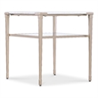 Bowery Hill Rectangle End Table with White Stone Top and Tapered Metal Legs