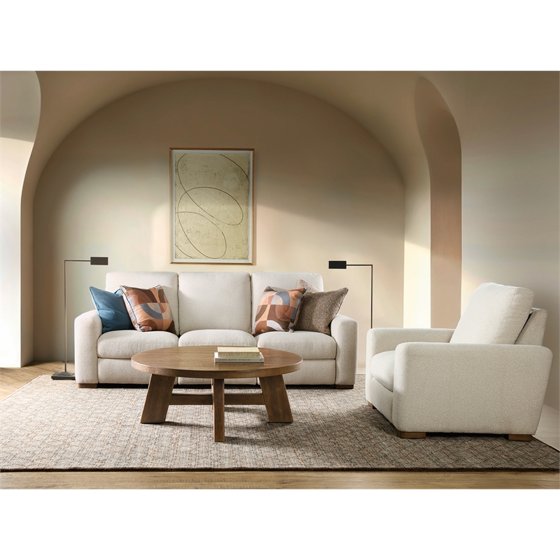 Bowery Hill Power Recliner with Headrest Control in Beige Upholstery