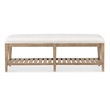 Bowery Hill Vineyard Row Upholstered Bed Bench in Beige Wood