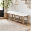 Bowery Hill Vineyard Row Upholstered Bed Bench in Beige Wood