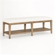 Bowery Hill Vineyard Row Upholstered Bed Bench in Beige Wood
