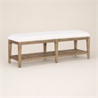 Bowery Hill Vineyard Row Upholstered Bed Bench in Beige Wood