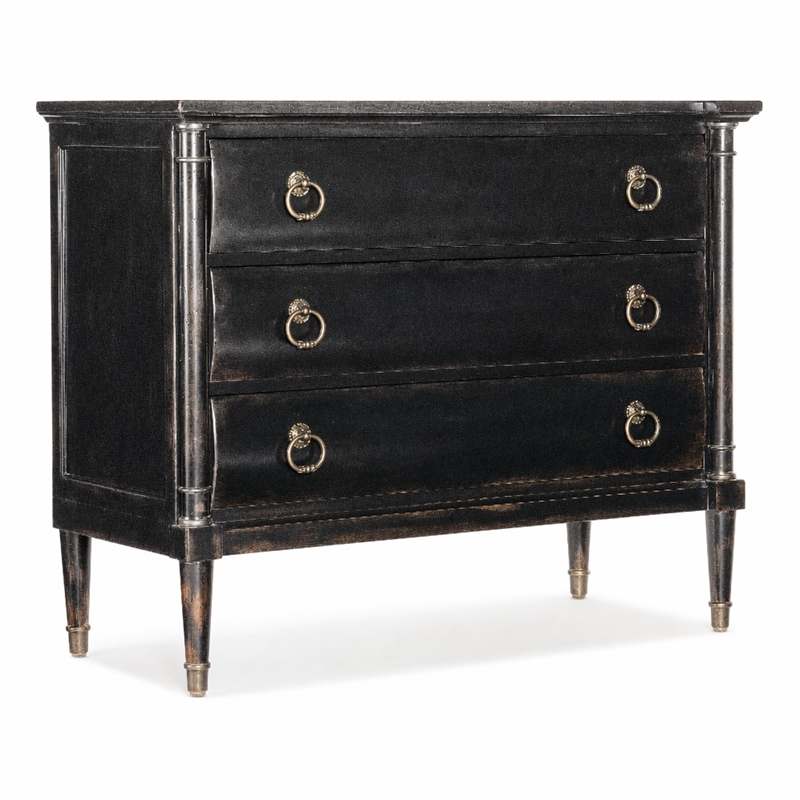 Bowery Hill 3-Drawer Wood Chest in Black Cherry Finish