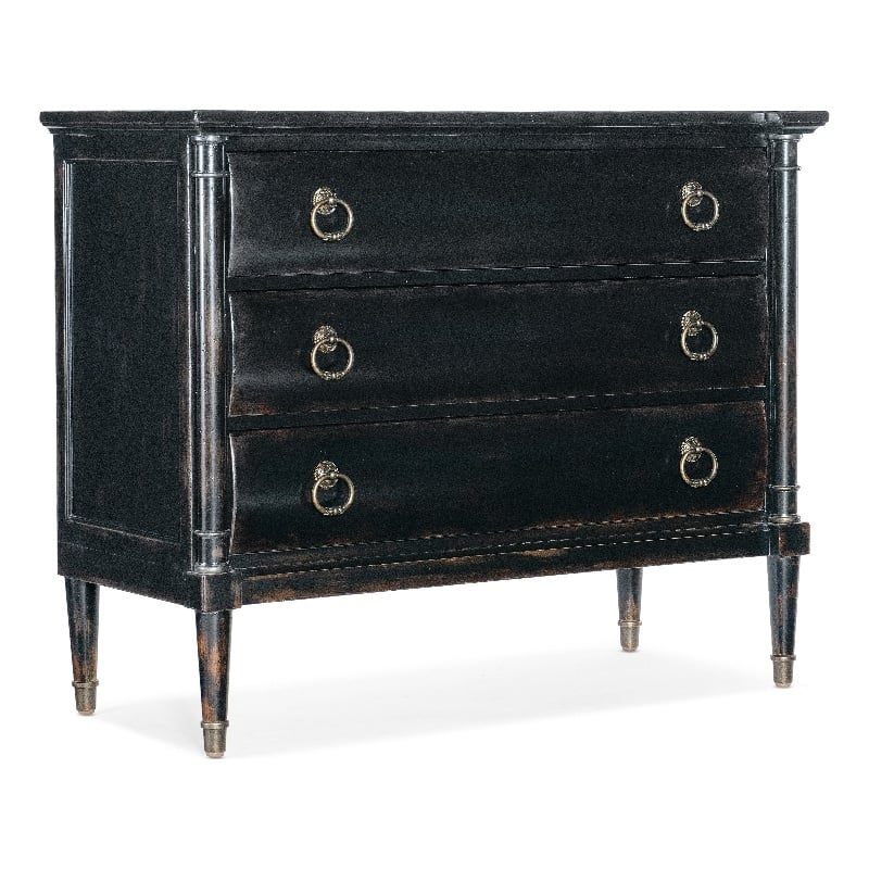 Bowery Hill 3-Drawer Wood Chest in Black Cherry Finish