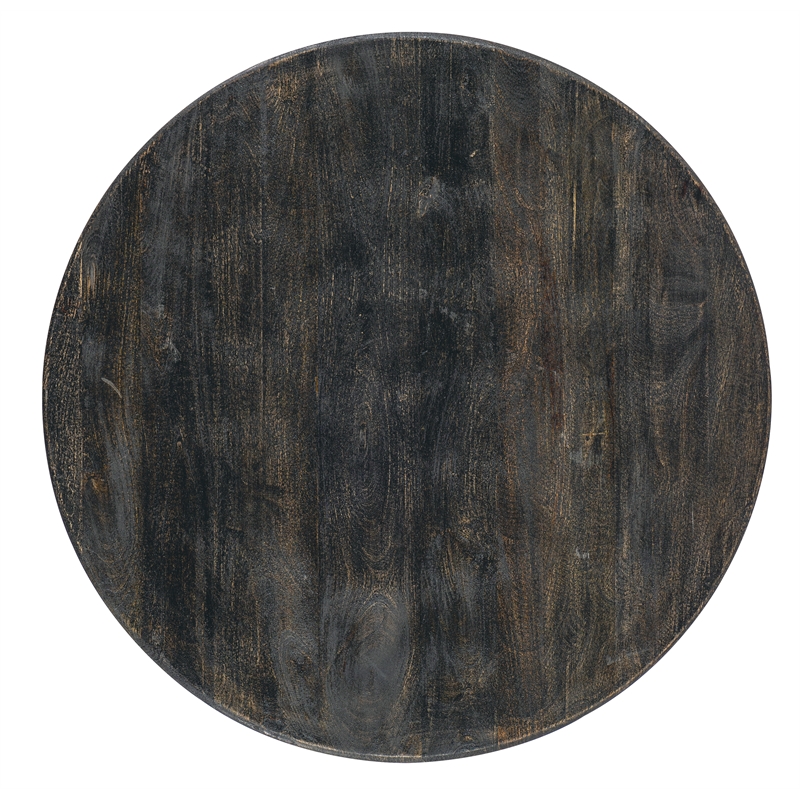 Bowery Hill Mango Wood Round Pedestal Cocktail Table in Black