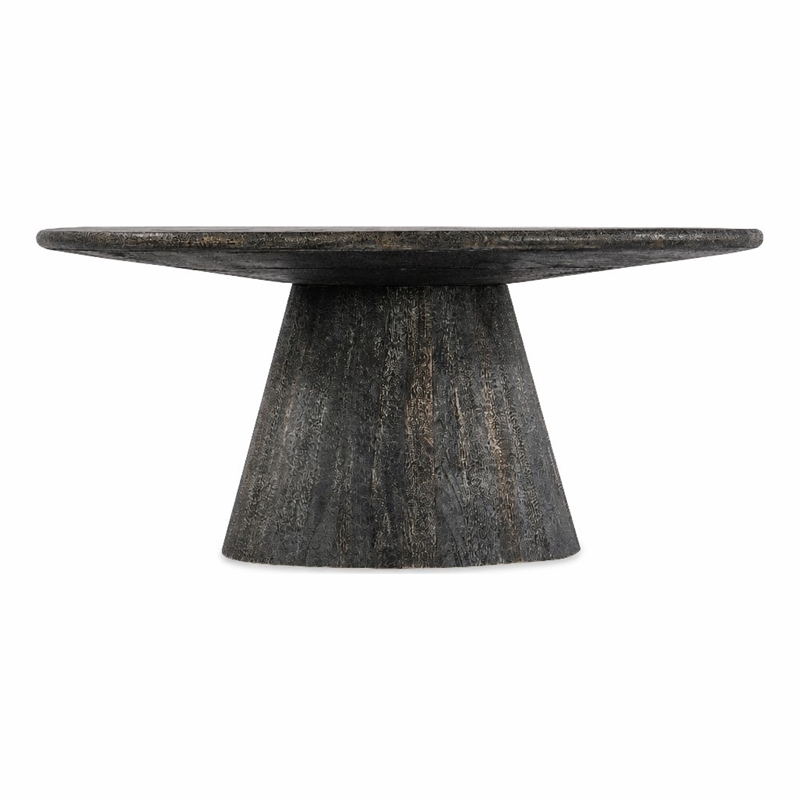 Bowery Hill Mango Wood Round Pedestal Cocktail Table in Black