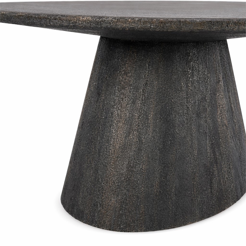 Bowery Hill Mango Wood Round Pedestal Cocktail Table in Black