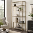 Bowery Hill Glass 8-Shelf Etagere with Silver Finish and Iron Frame