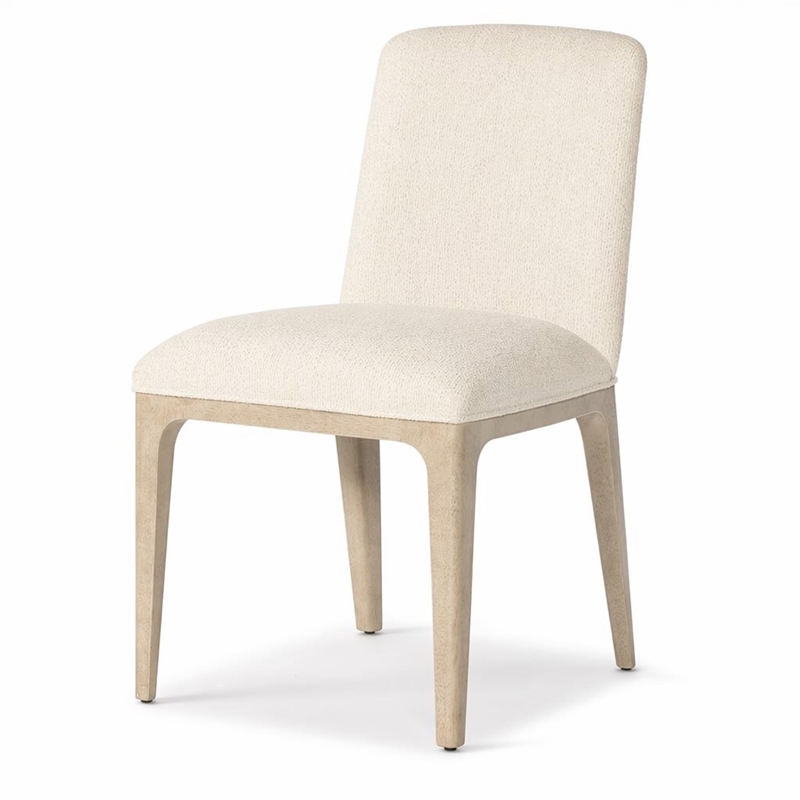 Bowery Hill Upholstered Side Chair in Ivory with Wood Base