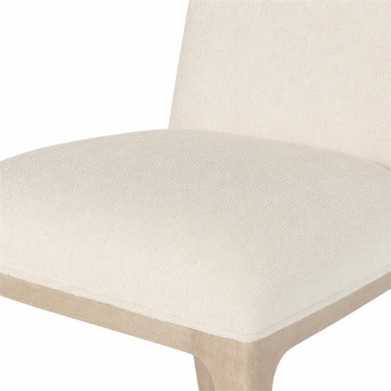 Bowery Hill Upholstered Side Chair in Ivory with Wood Base