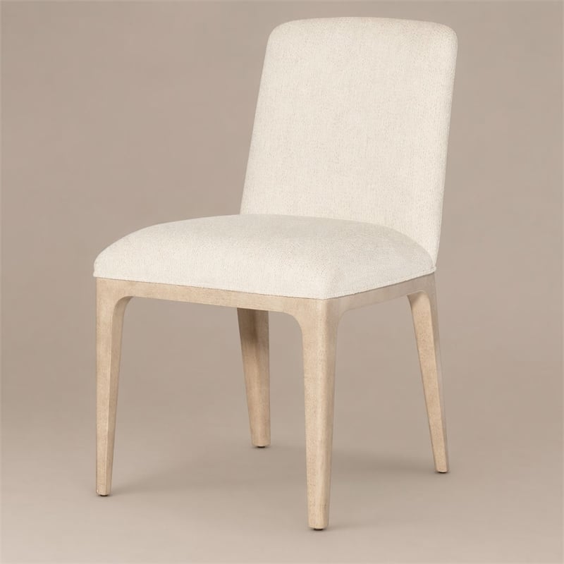 Bowery Hill Upholstered Side Chair in Ivory with Wood Base