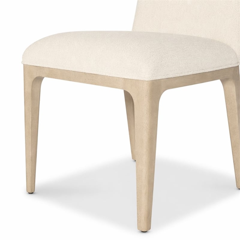 Bowery Hill Upholstered Side Chair in Ivory with Wood Base