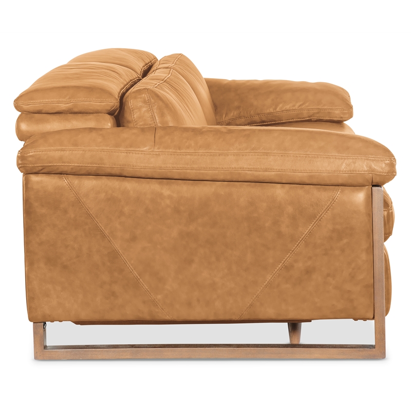 Bowery Hill Power Reclining Sofa in Brown Leather with USB Port