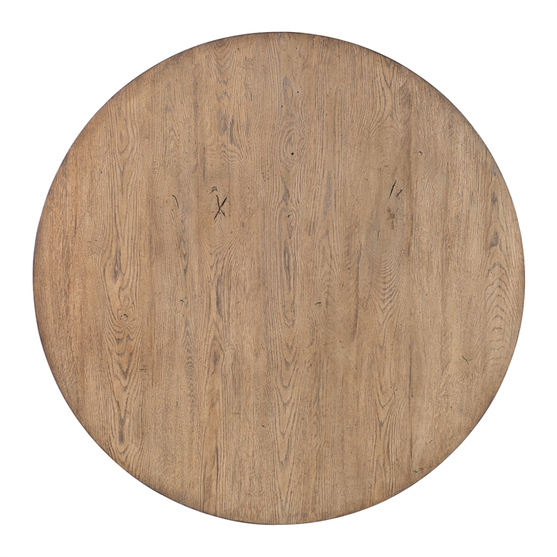 Bowery Hill Round Cocktail Table in Medium Natural Brown Wood Finish