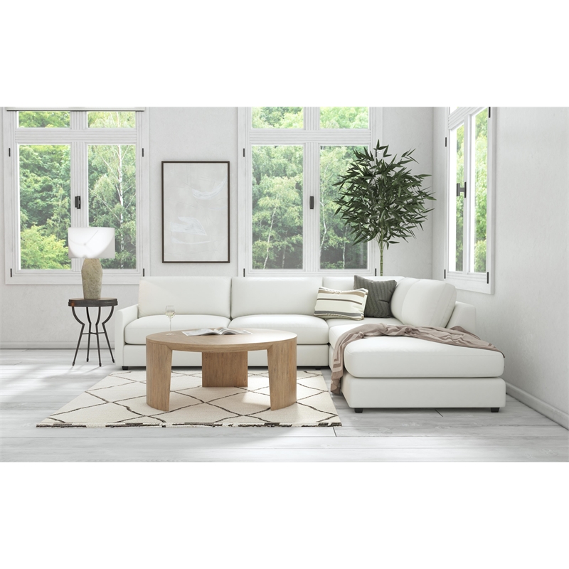 Bowery Hill Round Cocktail Table in Medium Natural Brown Wood Finish