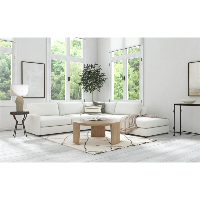 Bowery Hill Round Cocktail Table in Medium Natural Brown Wood Finish