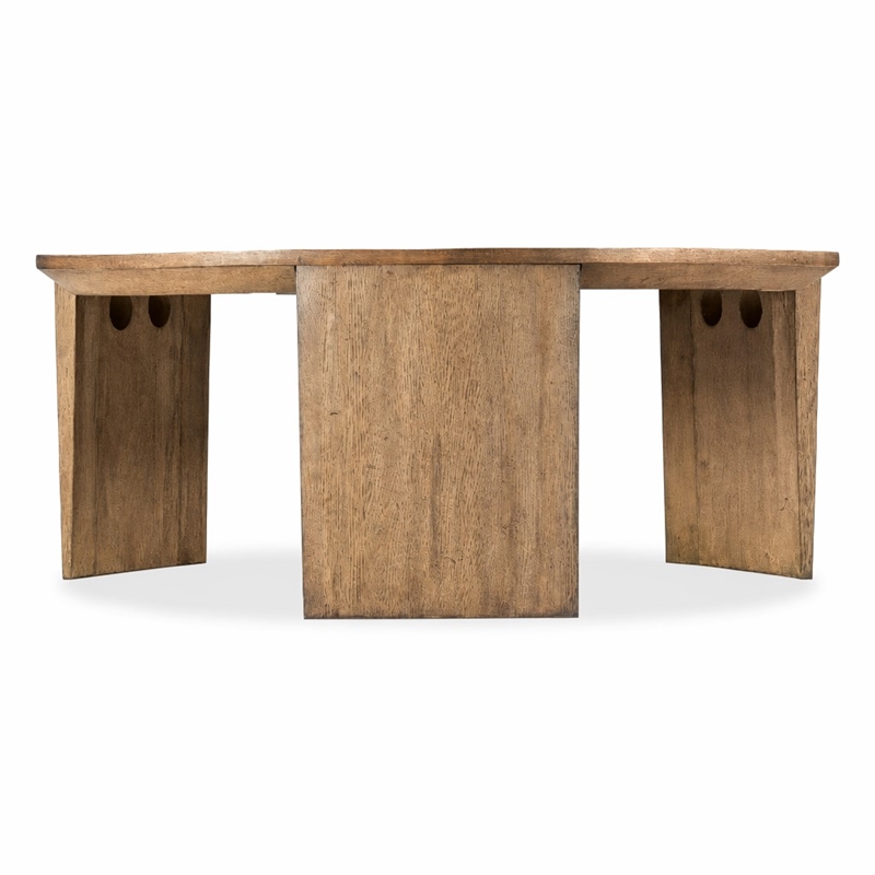 Bowery Hill Round Cocktail Table in Medium Natural Brown Wood Finish