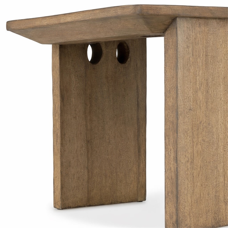 Bowery Hill Round Cocktail Table in Medium Natural Brown Wood Finish