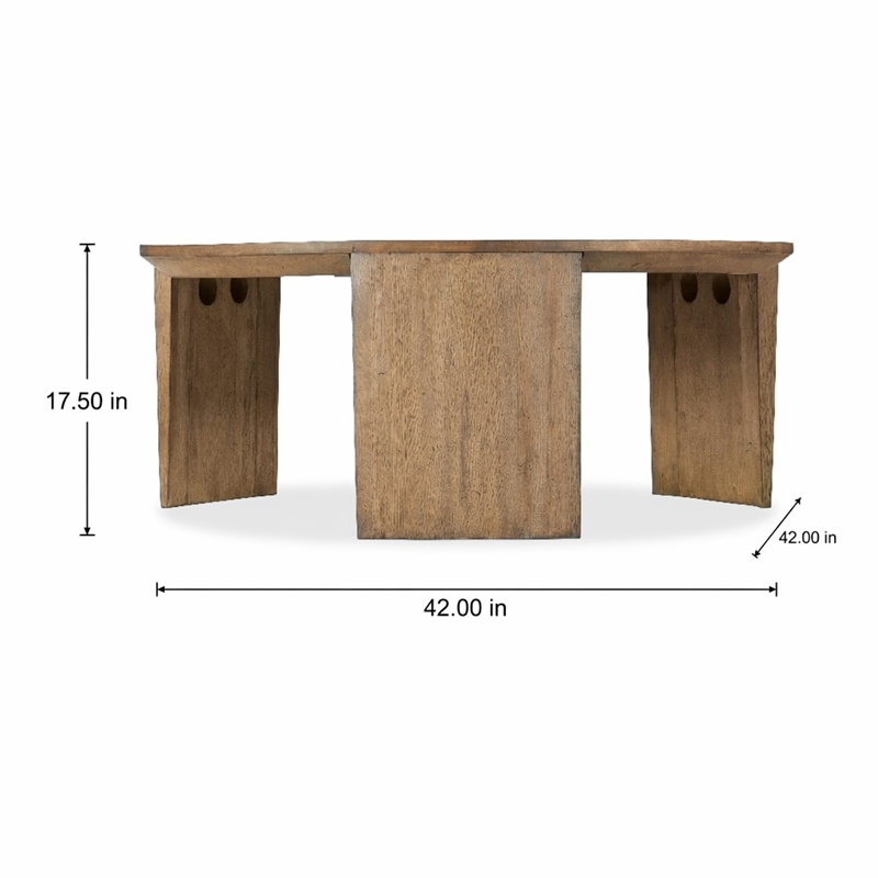 Bowery Hill Round Cocktail Table in Medium Natural Brown Wood Finish