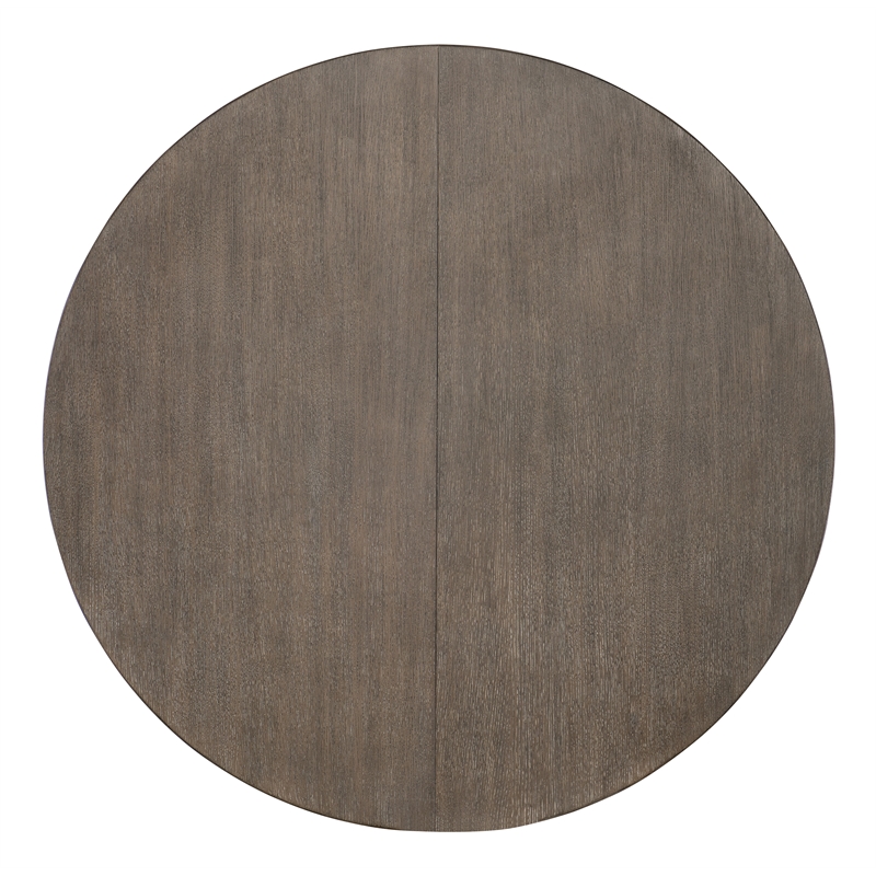 Bowery Hill Modern Mood Round Wood Dining Table with 18 Inch Leaf in Brown