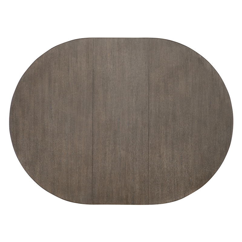 Bowery Hill Modern Mood Round Wood Dining Table with 18 Inch Leaf in Brown