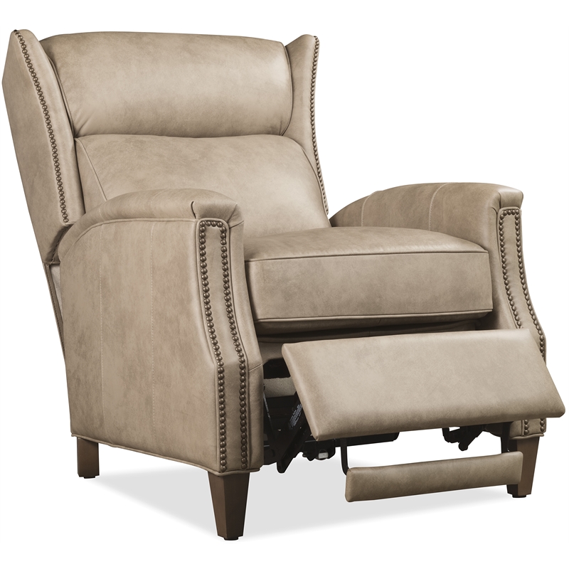 Bowery Hill Lansing Power Recliner with Power Headrest in Beige Leather