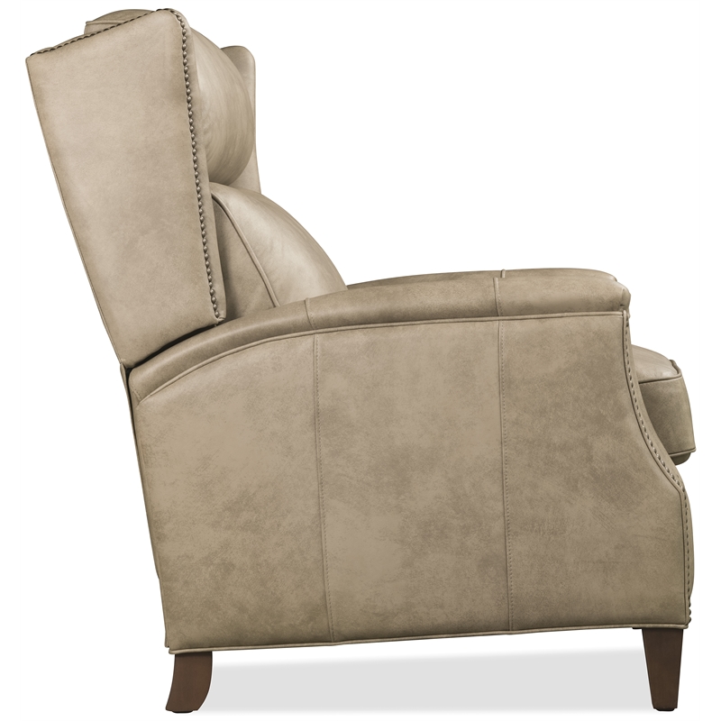 Bowery Hill Lansing Power Recliner with Power Headrest in Beige Leather