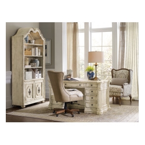 Bowery Hill Lynn Leather Home Office Chair in Beige Traditional Design
