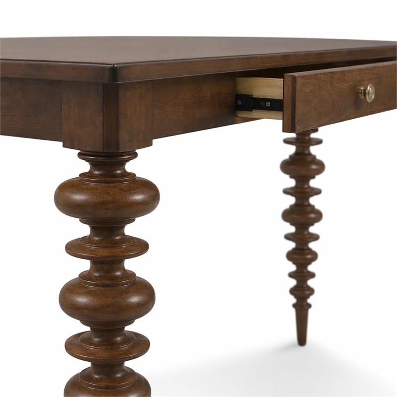 Bowery Hill Gathering Table in Dark Natural Wood Finish with Drawer