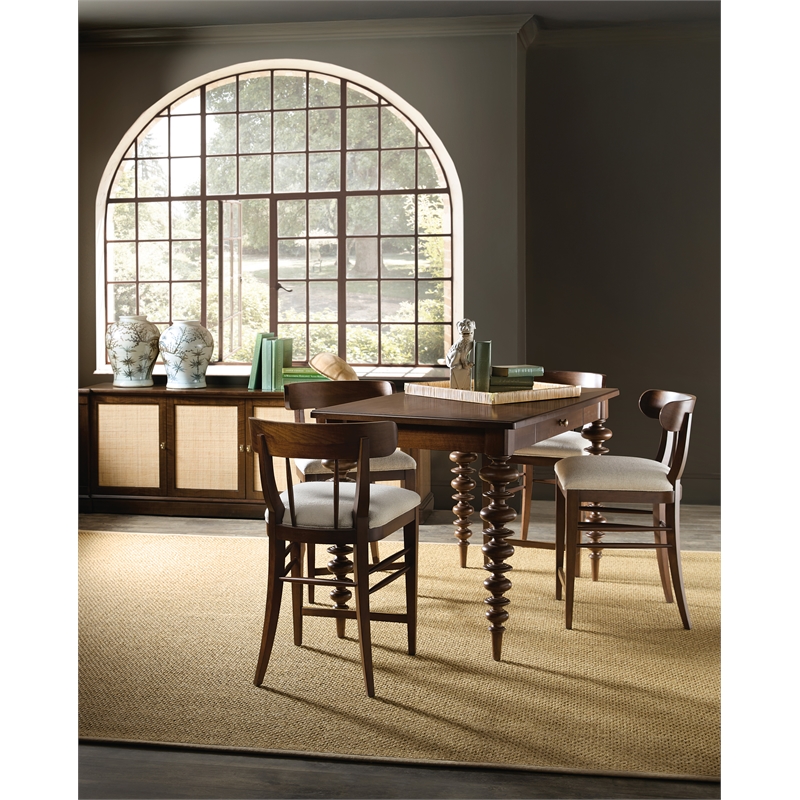 Bowery Hill Gathering Table in Dark Natural Wood Finish with Drawer