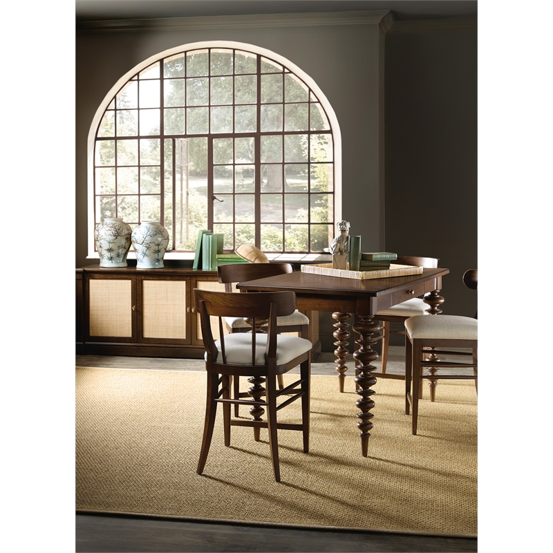 Bowery Hill Gathering Table in Dark Natural Wood Finish with Drawer