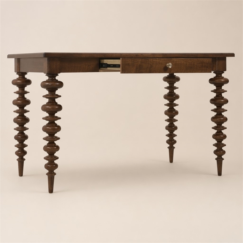 Bowery Hill Gathering Table in Dark Natural Wood Finish with Drawer
