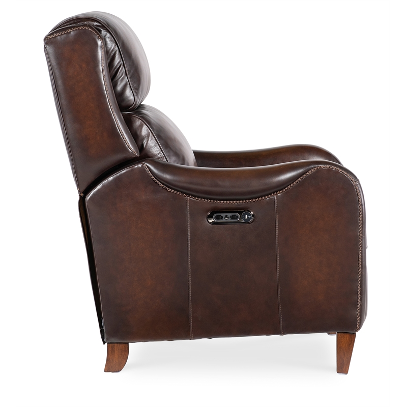 Bowery Hill Brown Leather Recliner with Power Headrest and USB Port