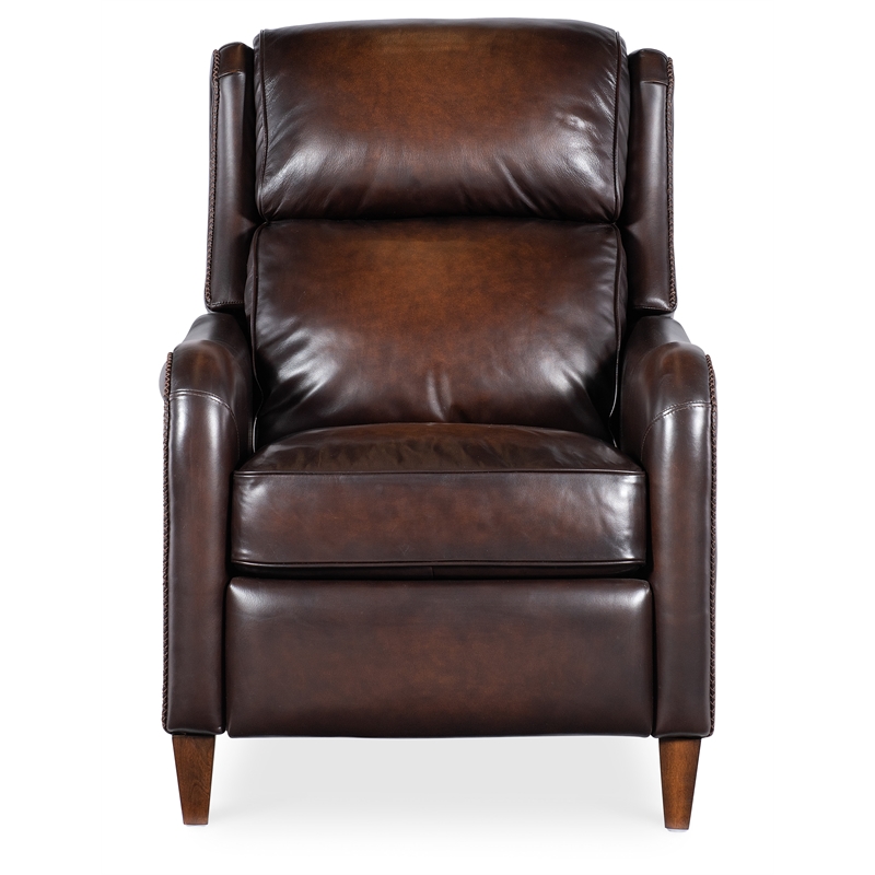 Bowery Hill Brown Leather Recliner with Power Headrest and USB Port