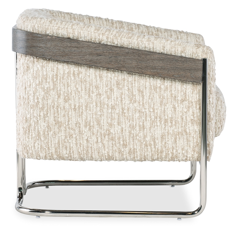 Bowery Hill Metal Base Accent Chair in Beige Fabric