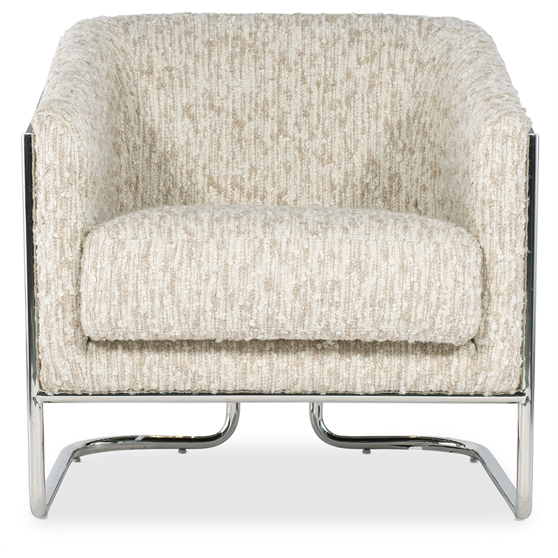 Bowery Hill Metal Base Accent Chair in Beige Fabric