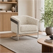Bowery Hill Metal Base Accent Chair in Beige Fabric