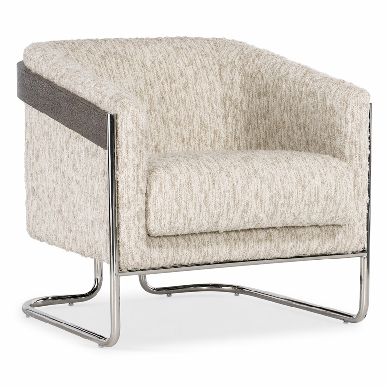 Bowery Hill Metal Base Accent Chair in Beige Fabric