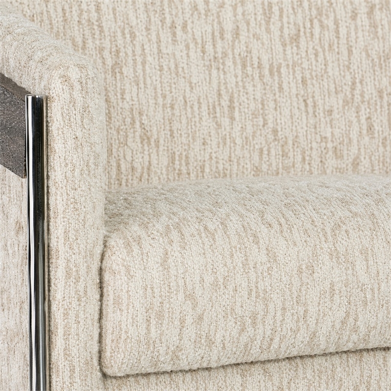 Bowery Hill Metal Base Accent Chair in Beige Fabric