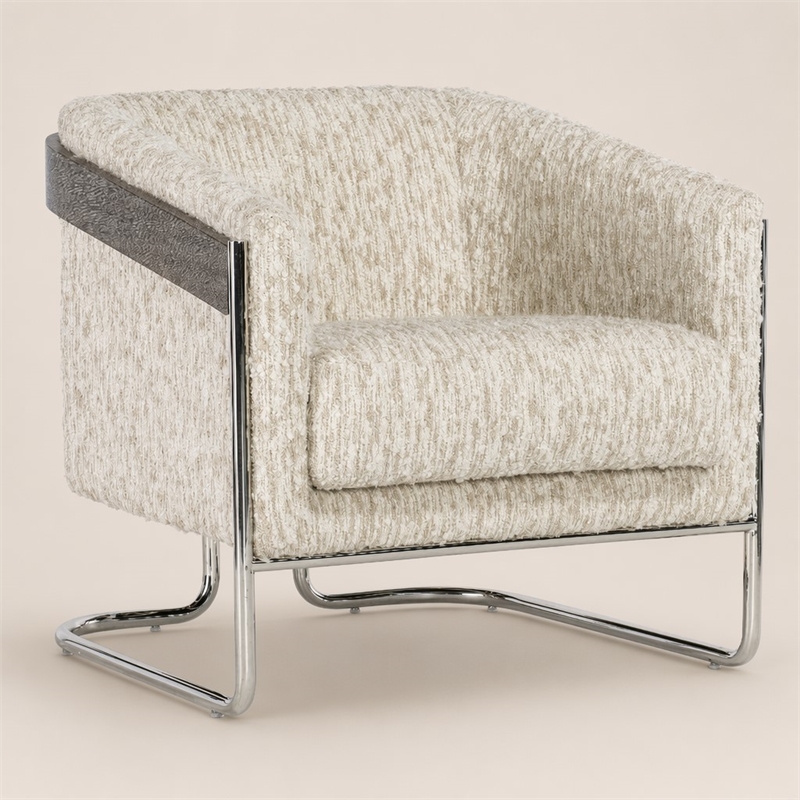 Bowery Hill Metal Base Accent Chair in Beige Fabric