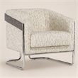 Bowery Hill Metal Base Accent Chair in Beige Fabric