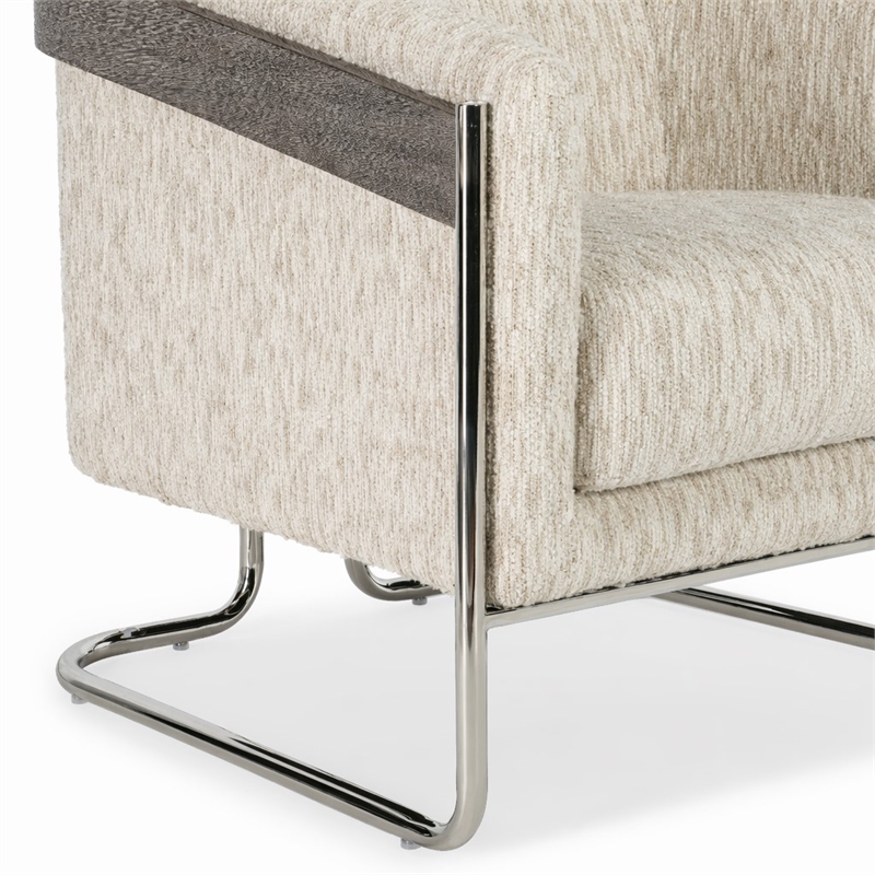 Bowery Hill Metal Base Accent Chair in Beige Fabric