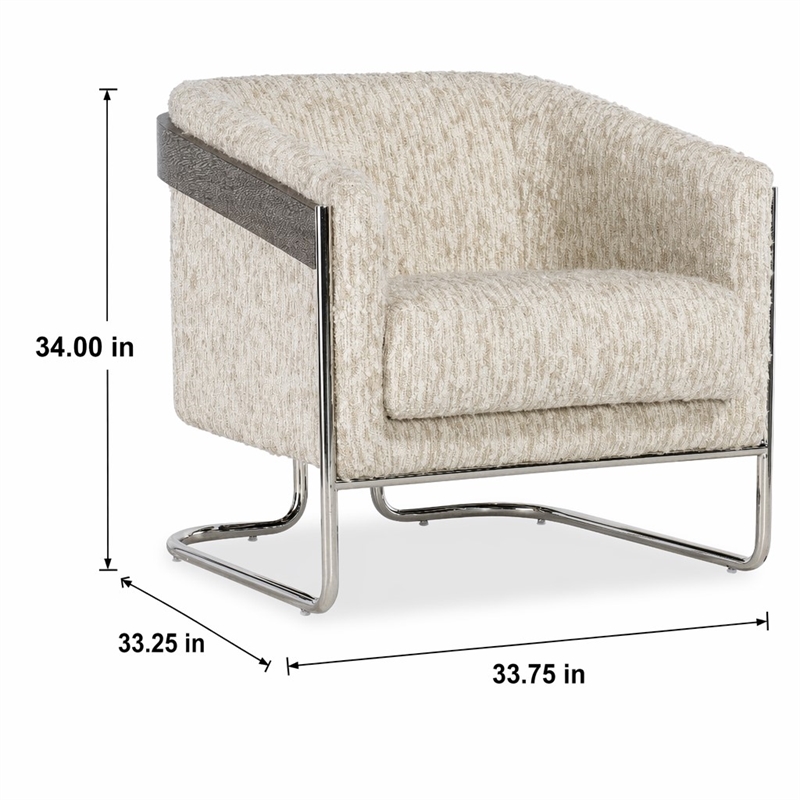 Bowery Hill Metal Base Accent Chair in Beige Fabric