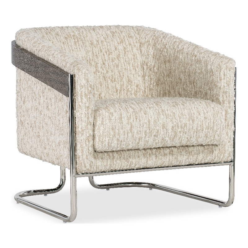 Bowery Hill Metal Base Accent Chair in Beige Fabric