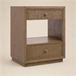 Bowery Hill 2 Drawer Nightstand in Brown Wood with Cane Detailing