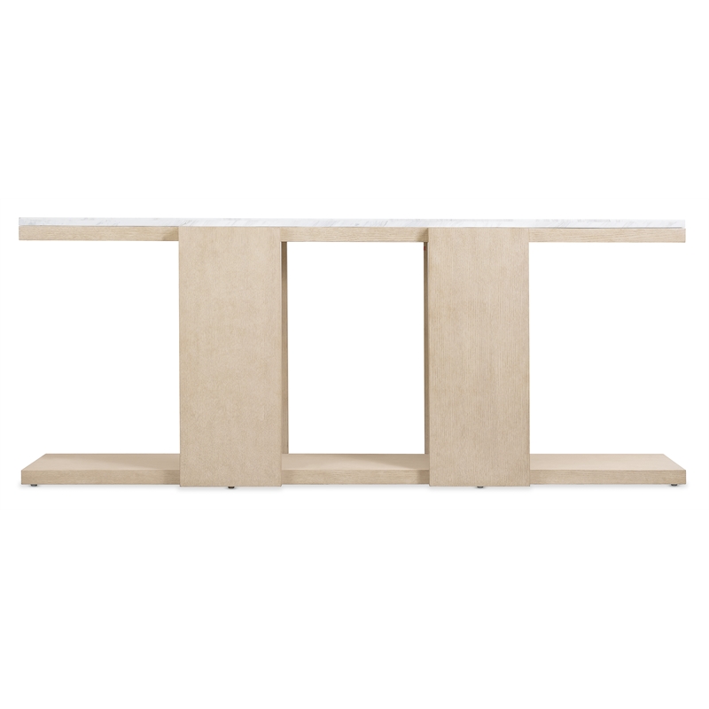 Bowery Hill Console Table Stone Top Natural Wood Base Rectangular Shape