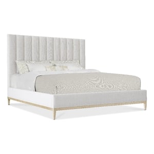 Bowery Hill Cascade California King Upholstered Bed in White Fabric