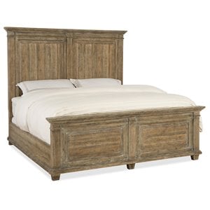 Bowery Hill Solid Wood King Panel Bed in Antique Milk Finish