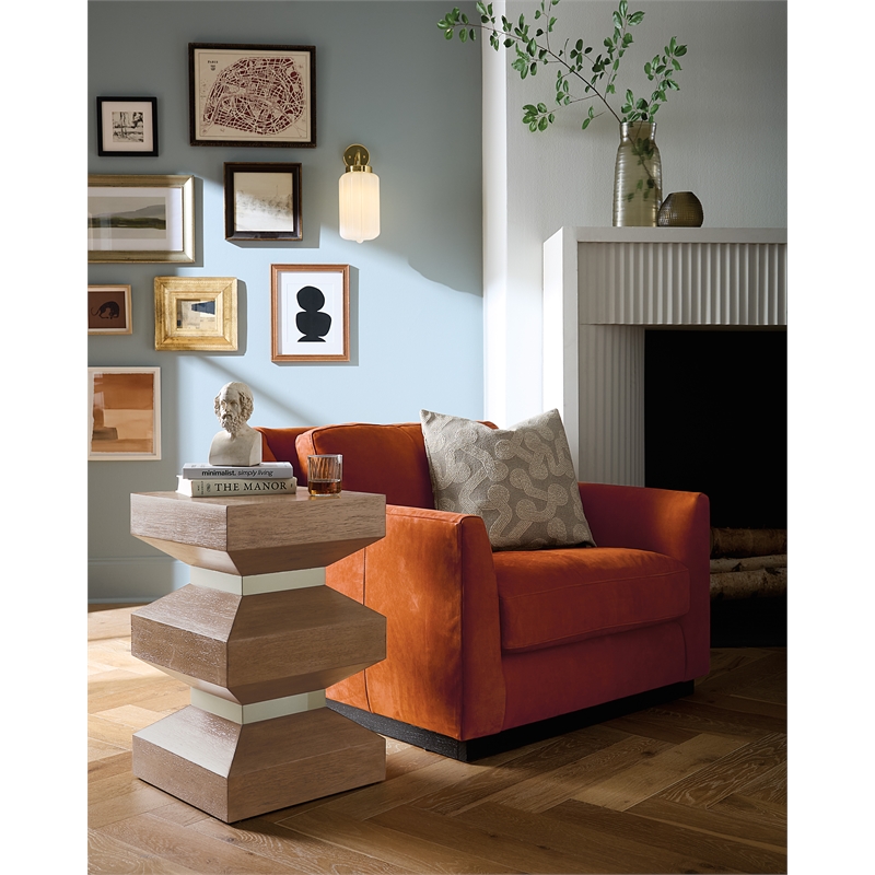 Bowery Hill Sonnet Square End Table with Oak Veneers in Medium Brown